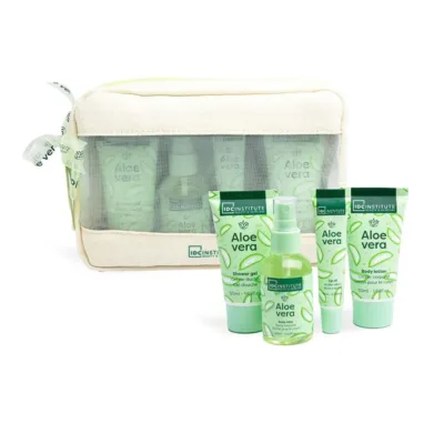IDC Institute Aloe Vera Series Cosmetic Bag Travel Set 5pcs - Σετ Περιποίησης Σώματος σε Νεσεσέρ 21x 15x 5cm