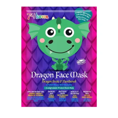 7th Heaven Dragon Face Mask Dragon Fruit & Panthenol 25gr - Μασκά Ομορφίας Πανί Με Σχέδιο Ηλικίες 8+ Vegan
