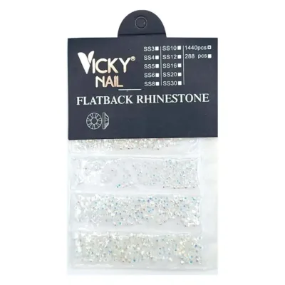 Vicky Nail Flatback Rhine Stones Διακοσμητικά Στρας Νυχιών Διαφανή Ιριδίζοντα 4sizes 1440pcs