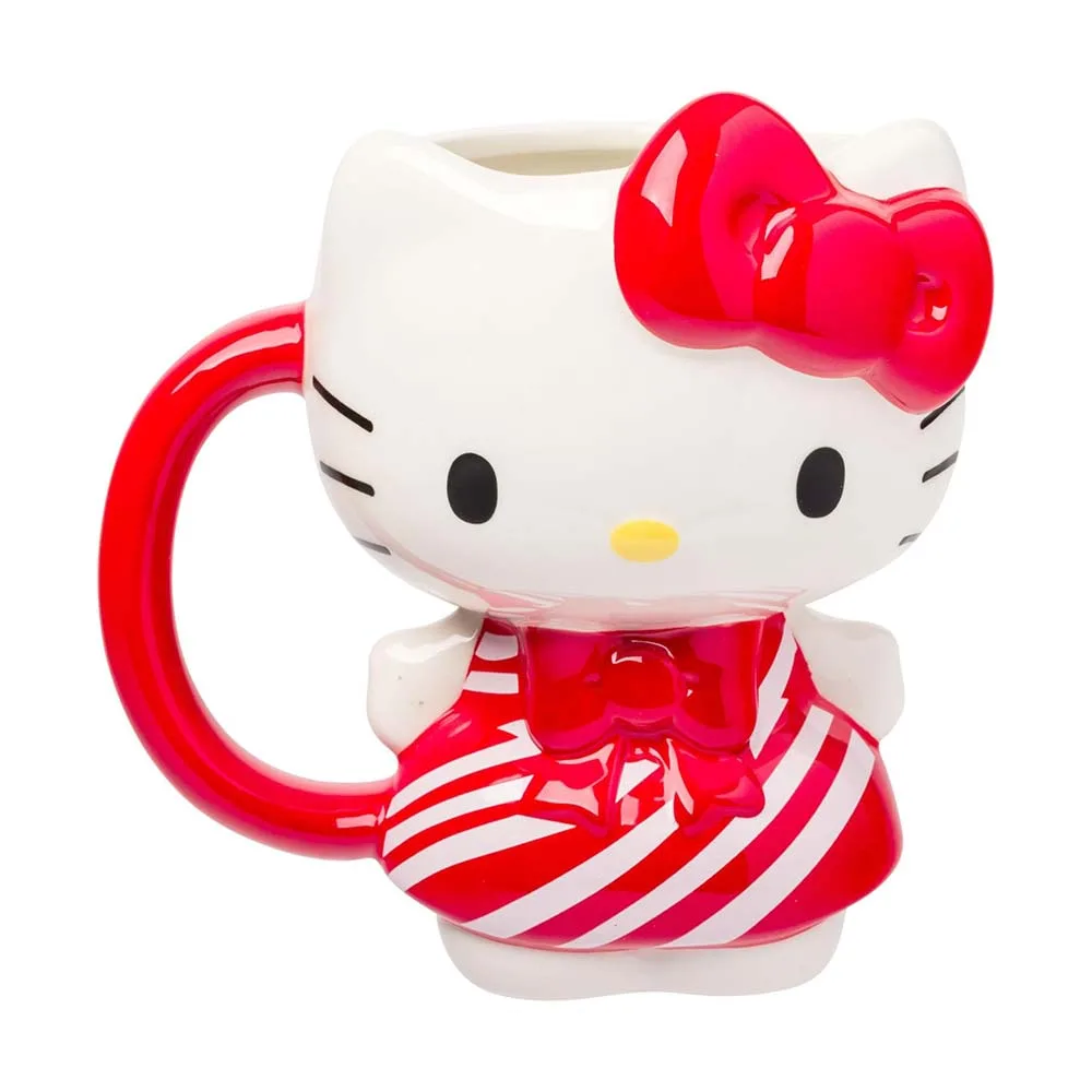 D&H 3D Mug Kitty Πήλινη Τρισδιάστατη Κούπα Φιγούρα 400ml Λευκή Κόκκινη