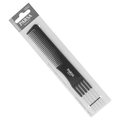 Parsa Forked Teasing Comb - Χτένα Μαλλιών με Μεταλλική Ουρά Πιρούνι για Κρεπάρισμα Μαύρη 20cm