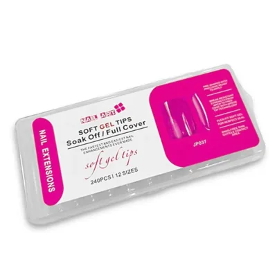 WD Soft Gel Tips JP037 Small Square Clear Soak Off Full Cover 12 Sizes 240 Pcs