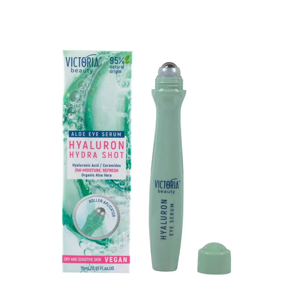 Victoria Beauty Hyaluron Hydra Shot Roll - On Eye Serum Vegan Ορός Ματιών με Υαλουρονικό, Αλόη & Κεραμίδια 15ml