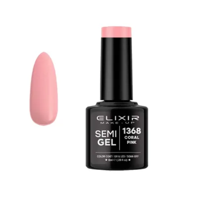 Elixir Professional Semi Gel Ημιμόνιμο Βερνίκι Νυχιών 1368 Coral Pink Ροζ Σομόν 8ml