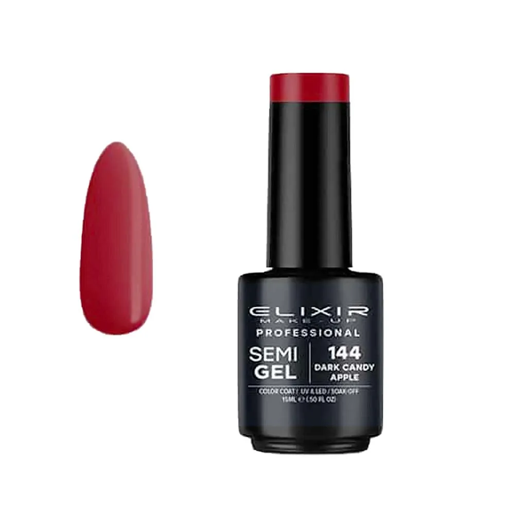 Elixir Professional Semi Gel Ημιμόνιμο Βερνίκι Νυχιών 144 Dark Candy Apple Κόκκινο Βαθύ 15ml