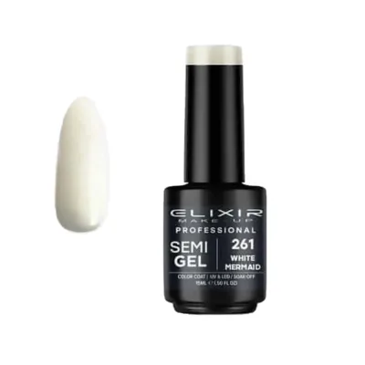 Elixir Professional Semi Gel Ημιμόνιμο Βερνίκι Νυχιών 261 White Mermaid Λευκό Σπασμένο Shimmer 15ml