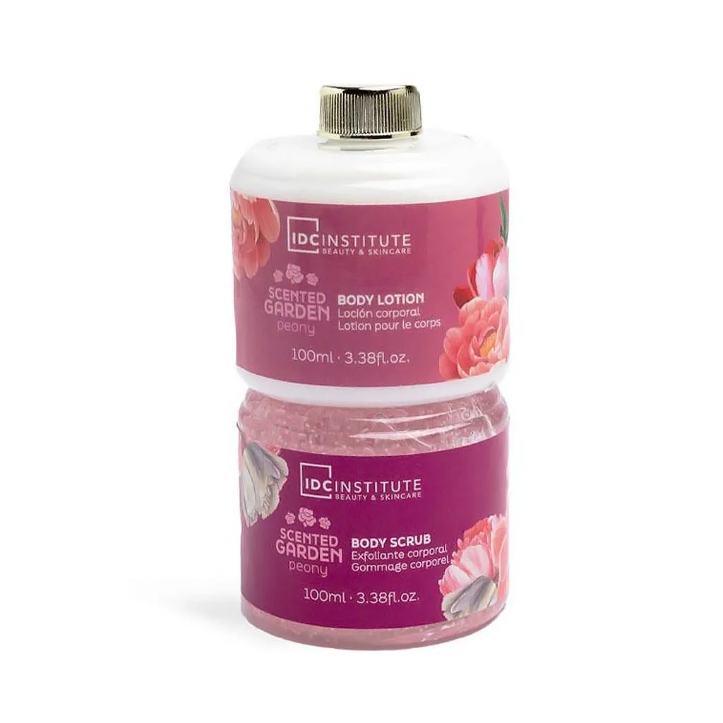 IDC Scented Garden Peony Bath & Spa Set Body Scrub 100ml & Body Lotion 100ml