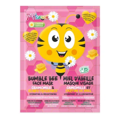 7th Heaven Bumble Bee Face Mask Chamomile & Honey 25gr - Μάσκα Προσώπου Πανί Με Σχέδιο Ηλικίες 8+ Vegan