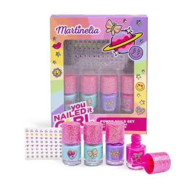 Martinelia Super Girl Power Nails Set Βερνίκια Νυχιών 4 x 4ml & Stickers Ηλικίες 3+
