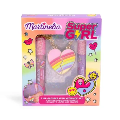 Martinelia Super Girl Best Friends Necklace & Lipgloss Set 2 x Lipgloss & 2 x Κολιέ Broken Heart