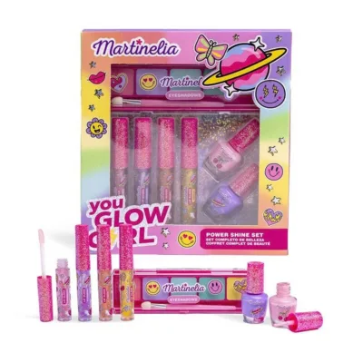 Martinelia Super Girl Power Shine Set - 2 x Βερνίκια 4ml, 4 x Lip Gloss 1ml, Eye Shadow Pallete 5colours & Applicator