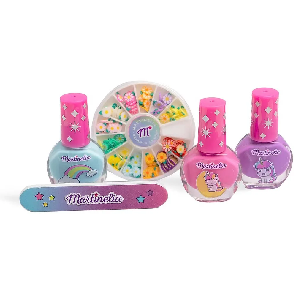 Martinelia Little Unicorn Nail Design Kit II Βερνίκια Νυχιών 3 x 3.5ml, Λίμα Νυχιών & Αυτοκόλλητα 3D