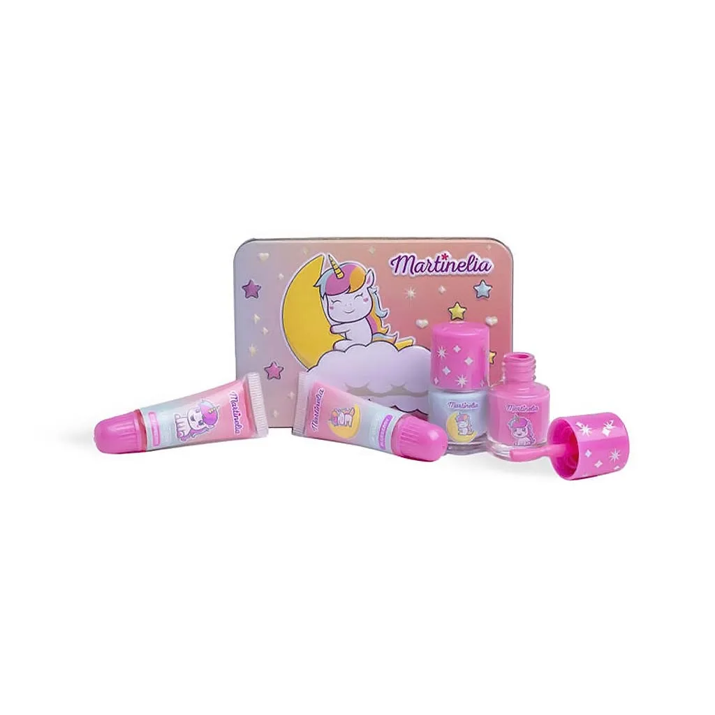 Martinelia Little Unicorn Makeup & Case Set - Σετ Lip Gloss 2x 4ml, Nail Polish 2 x 3,5ml + Tin Case