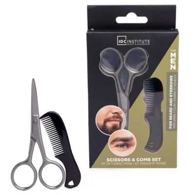 IDC Institute Men Beard & Eyebrows Grooming Mini Set - Σετ Ψαλιδάκι & Χτενάκι για Φρύδια & Γενιάδα