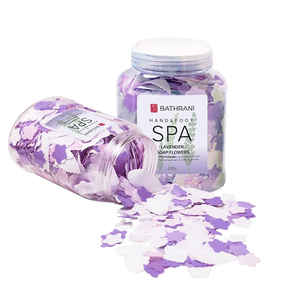 Bathrani Hand & Foot Spa Soap Flowers Lavender Υδροδιαλυτά Λουλούδια Σαπουνάκια για Πλύσιμο, Αφρόλουτρο, Ποδόλουτρο, Μανικιούρ 220gr Λεβάντα