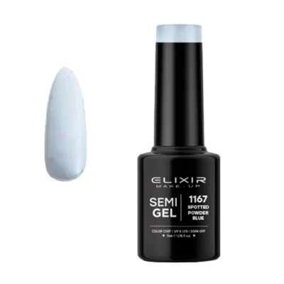 Elixir Professional Semi Gel Ημιμόνιμο Βερνίκι Νυχιών 1167 Spotted Powder Blue Γαλακτερό Φυστικί με Κομματάκια και Γκλίτερ 8ml