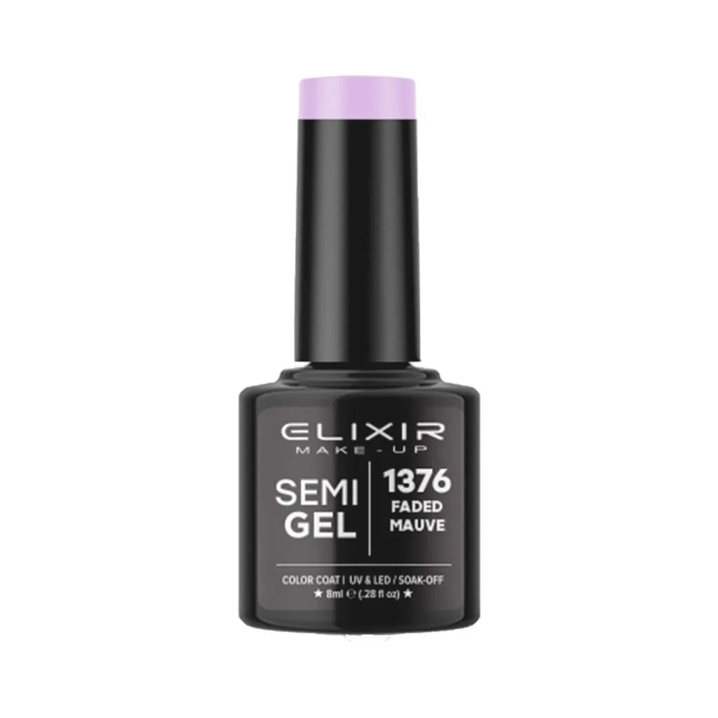 Elixir Professional Semi Gel Ημιμόνιμο Βερνίκι Νυχιών 1376 Faded Mauve Μωβ Απαλό Γαλακτερό 8ml