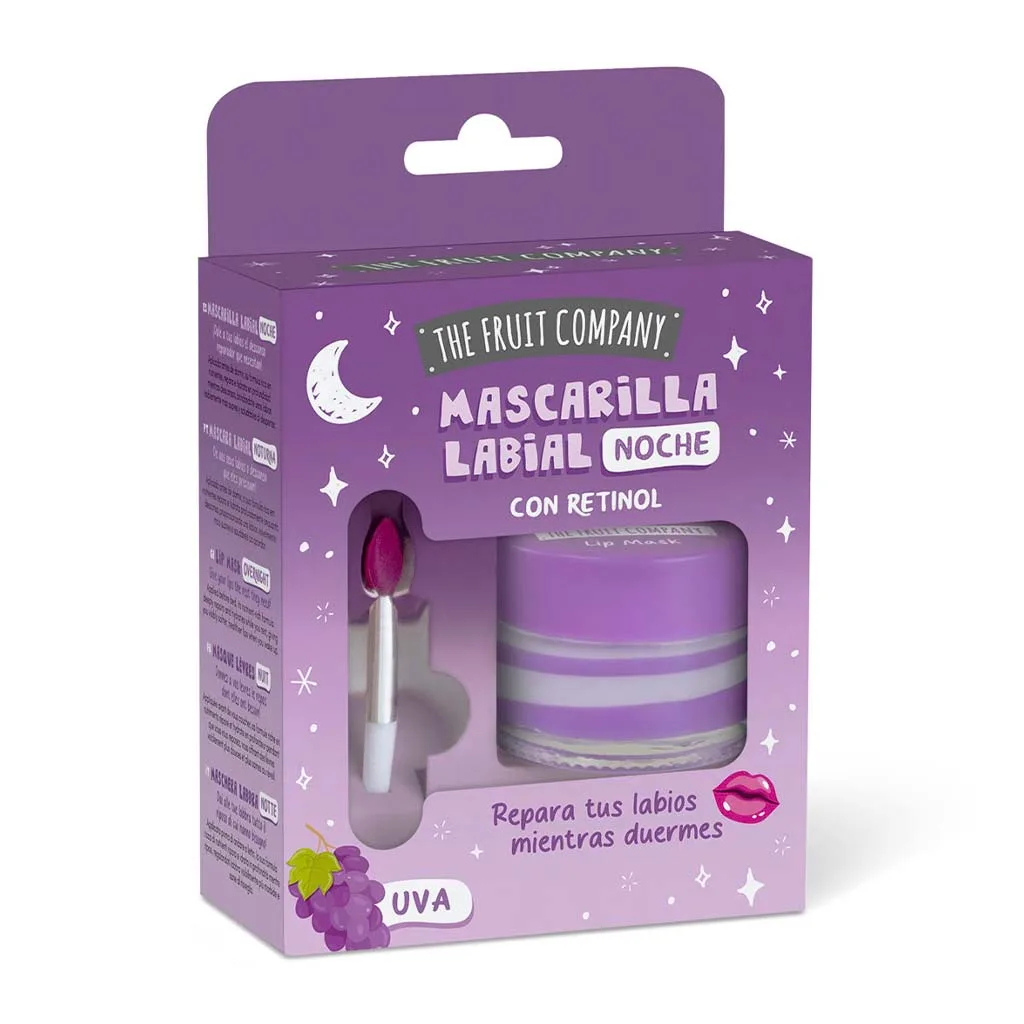 The Fruit Company Night Lip Mask Retinol - Ενυδατική Μάσκα Χειλιών Σταφύλι 12ml & Πινελάκι Εφαρμογής