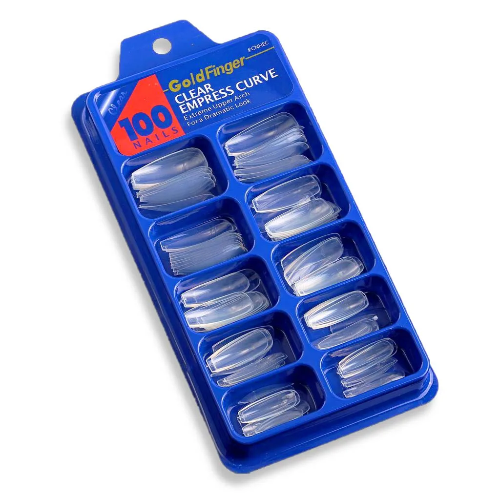 Gold Finger Clear Empress Curve Tips Τεχνητών Nυχιών Long - Διαφανή 100τμχ