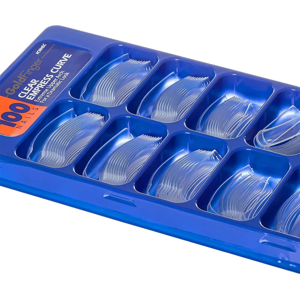 Gold Finger Clear Empress Curve Tips Τεχνητών Nυχιών Extreme Long - Διαφανή 100τμχ