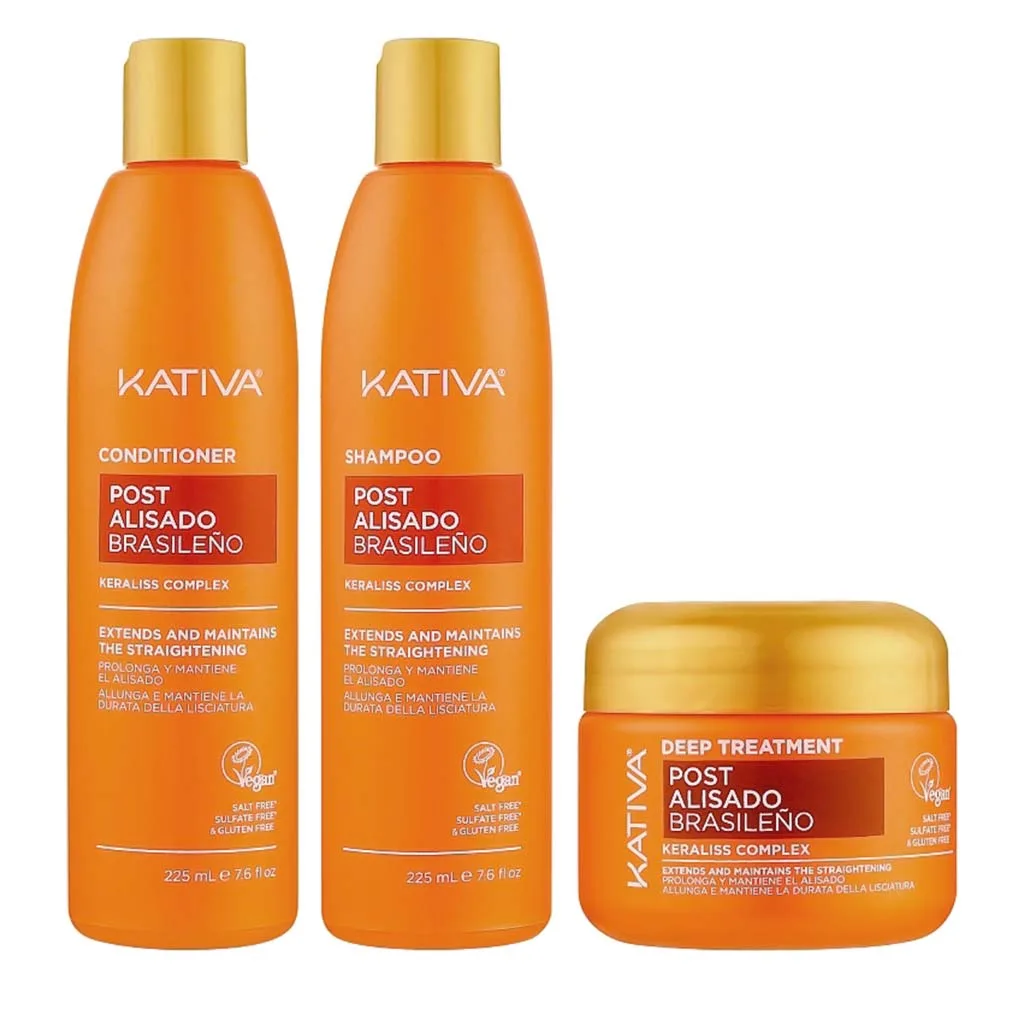 Kativa After Keratin Hair Set Σαμπουάν, Conditioner & Mask για μετά την Κερατίνη Χωρίς Θειικά Άλατα και Sulfate 3pcs