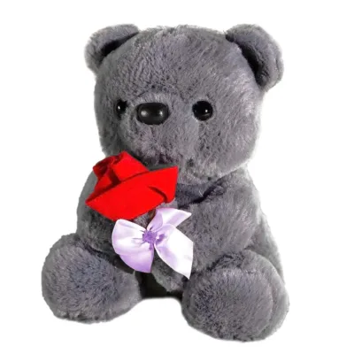 VIP Baby Dolls Love Bear Rose Plush Toy, Λούτρινο Αρκουδάκι της Αγάπης Γκρι 22cm
