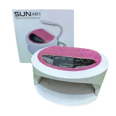 SUN AB - 1 Επαγγελματικό Φουρνάκι Νυχιών UV/LED 288W & Extra Nail Lamp Λευκό με Φούξια Στρας