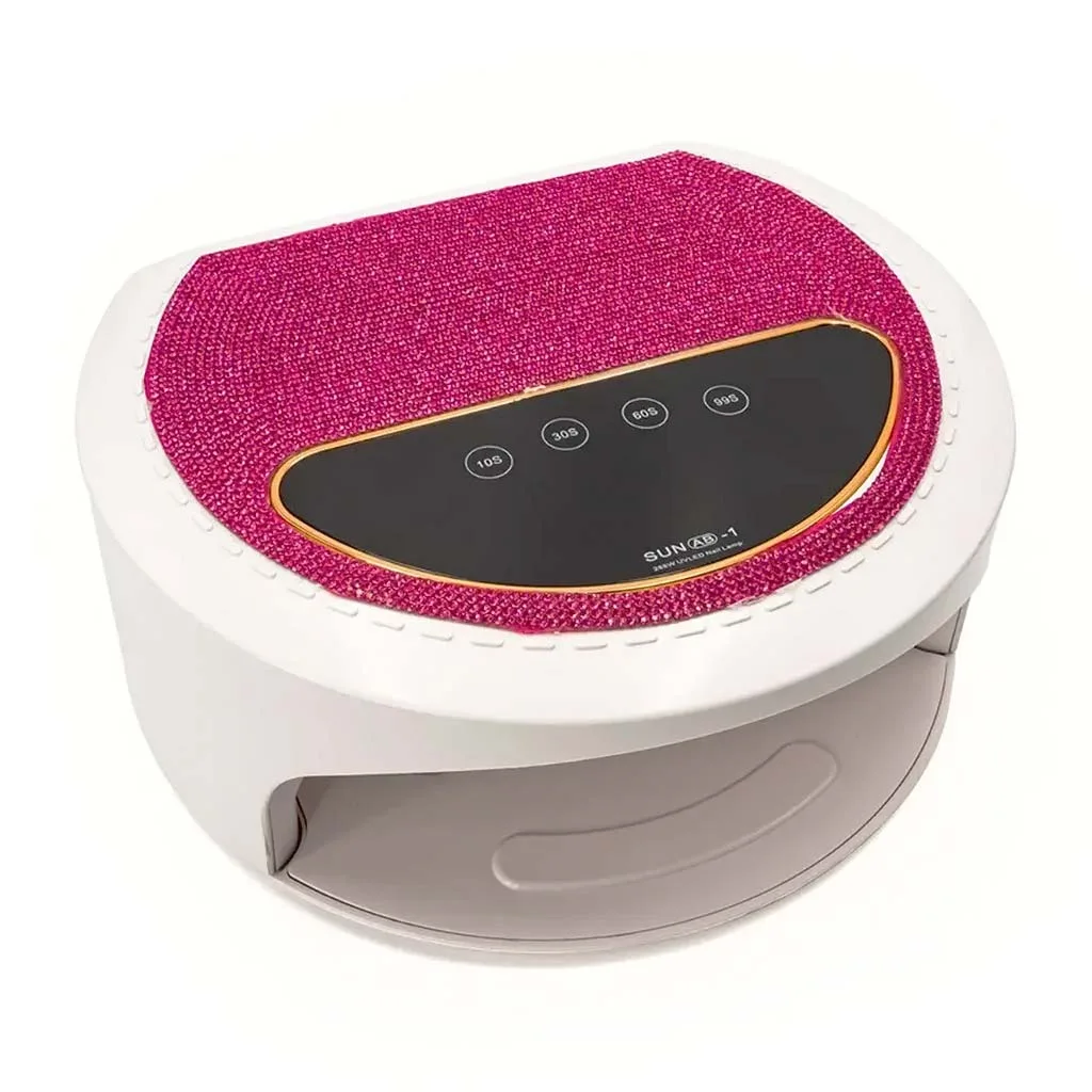 SUN AB - 1 Επαγγελματικό Φουρνάκι Νυχιών UV/LED 288W & Extra Nail Lamp Λευκό με Φούξια Στρας