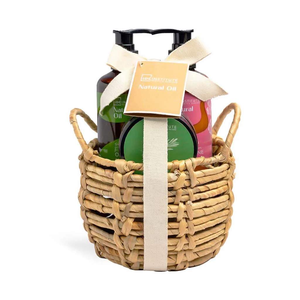 IDC Institute Natural Oil Basket Σετ Μπάνιου - Περιποίησης με Φυτικά Έλαια 4pcs Φ13 x Η22cm