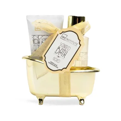 IDC Scented Bath Gold Mini Bath Tube Vanilla & Sandalwood Σετ Δώρου - Περιποίησης W11,5x H13 x D5,5cm 3pcs