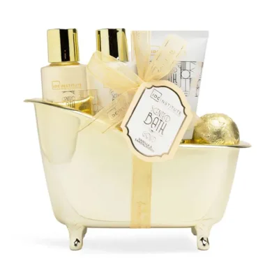 IDC Scented Bath Gold Bath Tube Set Vanilla & Sandalwood - Σετ Μπάνιου 19 x 19 x 9cm 5pcs