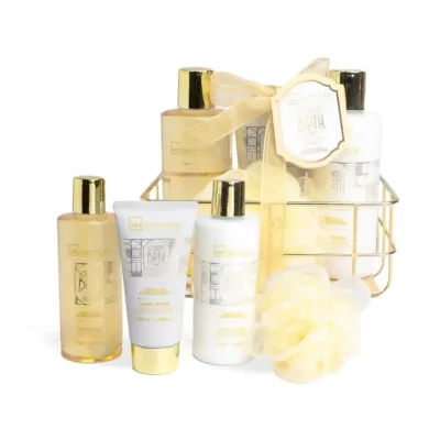 IDC Scented Bath Gold Metallic Set Vanilla & Sandalwood Σετ Μπάνιου 16 x 15,5 x 10,5cm 5pcs