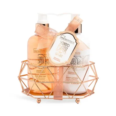IDC Scented Bath Bronze Metallic Duo Set Orange & Cinnamon - Σετ Μπάνιου 14 x 16,5 x 7cm 3pcs
