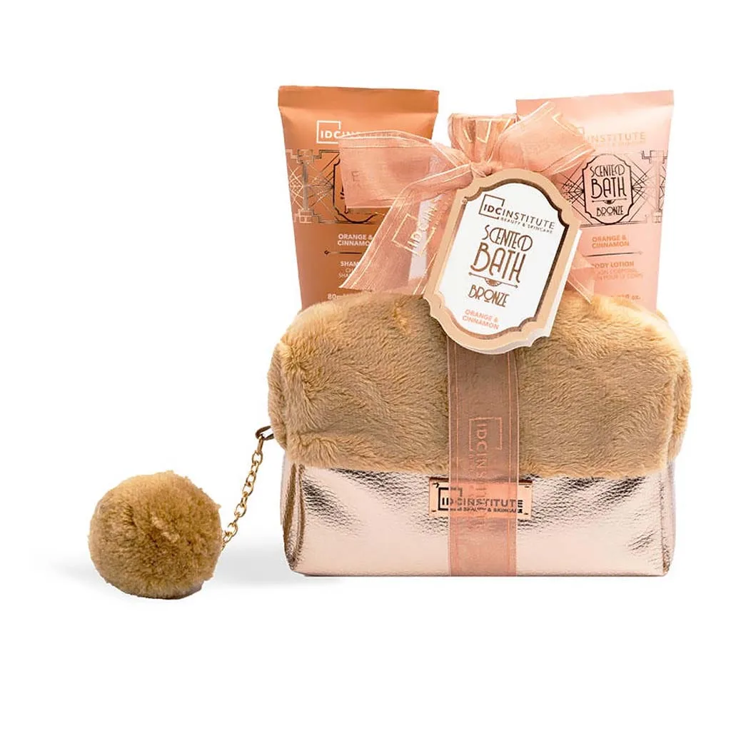 IDC Scented Bath Bronze Orange & Cinnamon Cosmetic Bag Set , Σετ Δώρου W15,5 x H19 x D10cm 4pcs