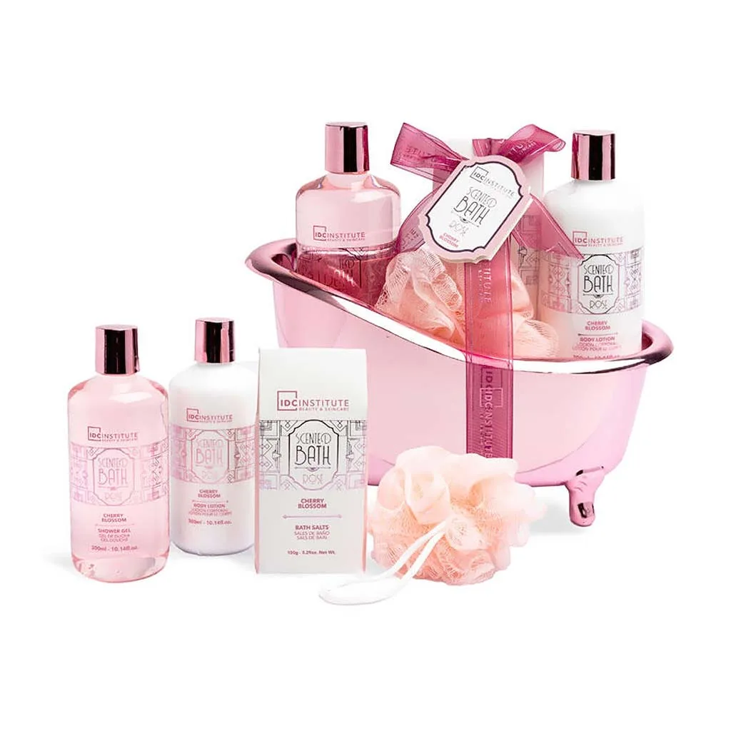 IDC Scented Bath Rose Bath Tube Cherry Blossom Σετ Δώρου - Περιποίησης W26x H24 x D12cm 5pcs