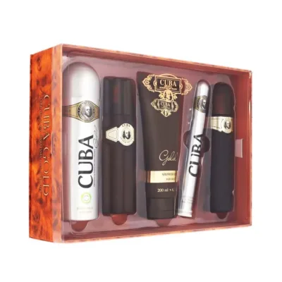 Cuba Paris Cuba Gold Men's Perfume Set EDT 100ml, EDT 35ml, A.Shave 100ml, Deo Spray 200ml & Shower Gel 200ml