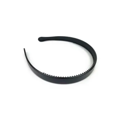 J&E Accessories Στέκα Μαλλιών Black Rubber 1,5cm Μαύρη