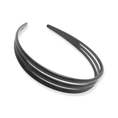 J&E Accessories Στέκα Μαλλιών Triple Black Rubber Μαύρη