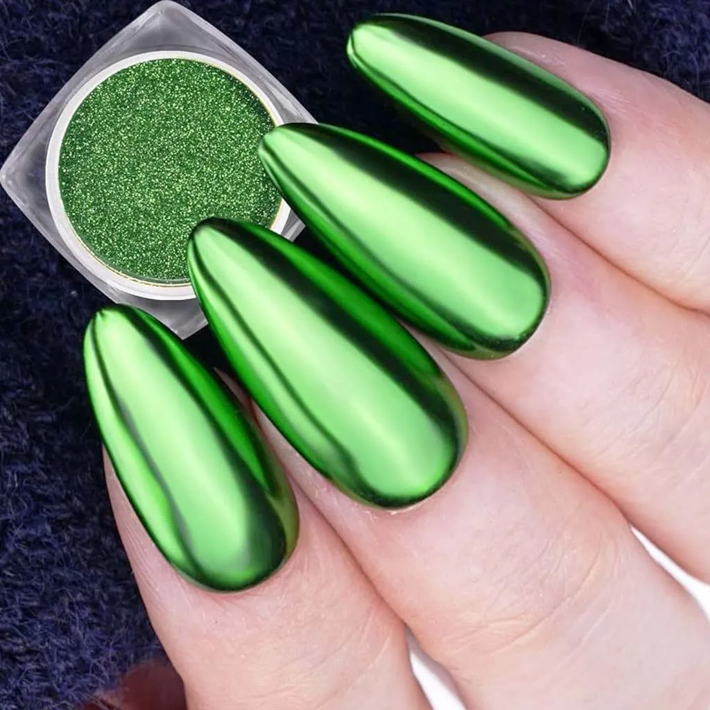 Vicky Nail Pigment Green Powder Διακοσμητική Σκόνη Νυχιών Mirror Effect Πράσινο 8gr
