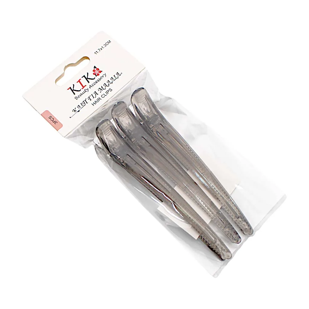 Kika Hair Styling Clips Σετ Κλιπ Μαλλιών Ημιδιάφανα Γκρι 3τεμ