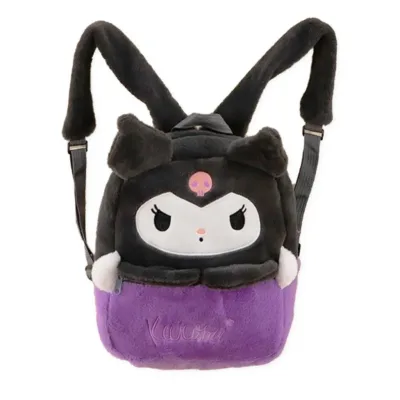 VIP Baby Dolls Kuromi Backpack - Τσάντα Πλάτης Γουνάκι Για Κορίτσια 25 x 32 x 8cm Γκρι Μωβ