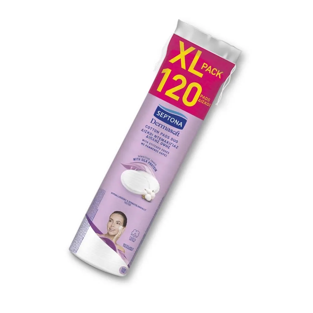 Septona Cotton Pads Δίσκοι Ντεμακιγιάζ Με ραμμένες άκρες 120τμχ