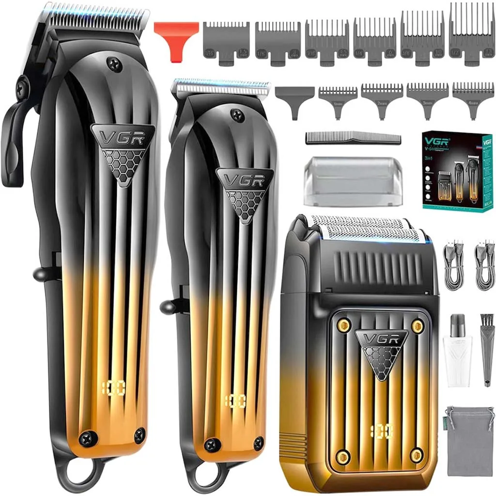 VGR V-644 3 in 1 Combo Kit Σετ Ξυριστική, Κουρετική Μηχανή & Trimmer 3τεμ