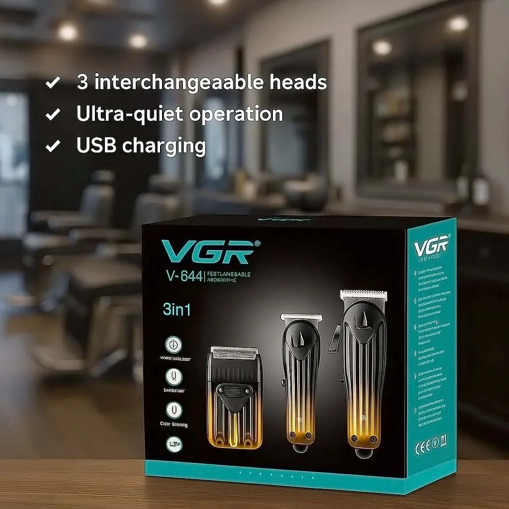 VGR V-644 3 in 1 Combo Kit Σετ Ξυριστική, Κουρετική Μηχανή & Trimmer 3τεμ VGR V-644 3 in 1 Combo Kit Σετ Ξυριστική, Κουρετική Μηχανή & Trimmer 3τεμ