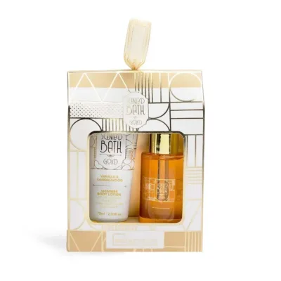 IDC Scented Bath Gold Vanilla & Sandalwood Duo Set Σετ Μπάνιου W11x H15 x D4cm 2pcs