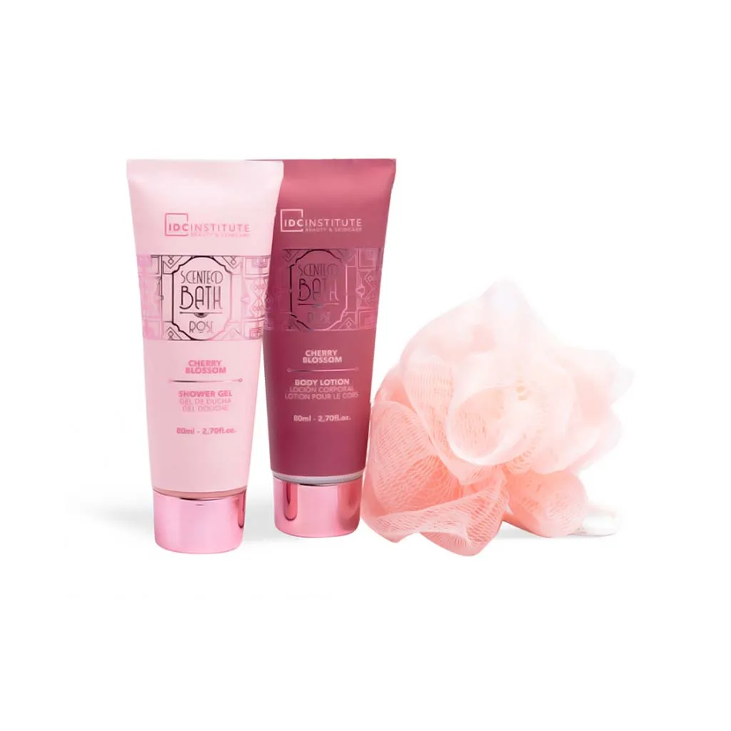 IDC Scented Bath Rose Cherry Blossom Cosmetic Bag Set , Σετ Δώρου W19x H24 x D6,5cm 4pcs