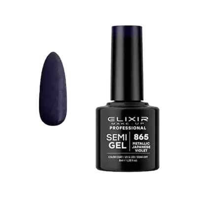 Elixir Professional Semi Gel Ημιμόνιμο Βερνίκι Νυχιών 865 Metallic Japanese Violet Μεταλλικό Βιολέ Σκούρο Shimmer 8ml