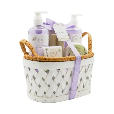 Becasan Nature Wooden Basket Set Floral Fantasy 7Pcs - Σετ Περιποίησης Ξύλινο Καλάθι 25 x 25 x 15cm