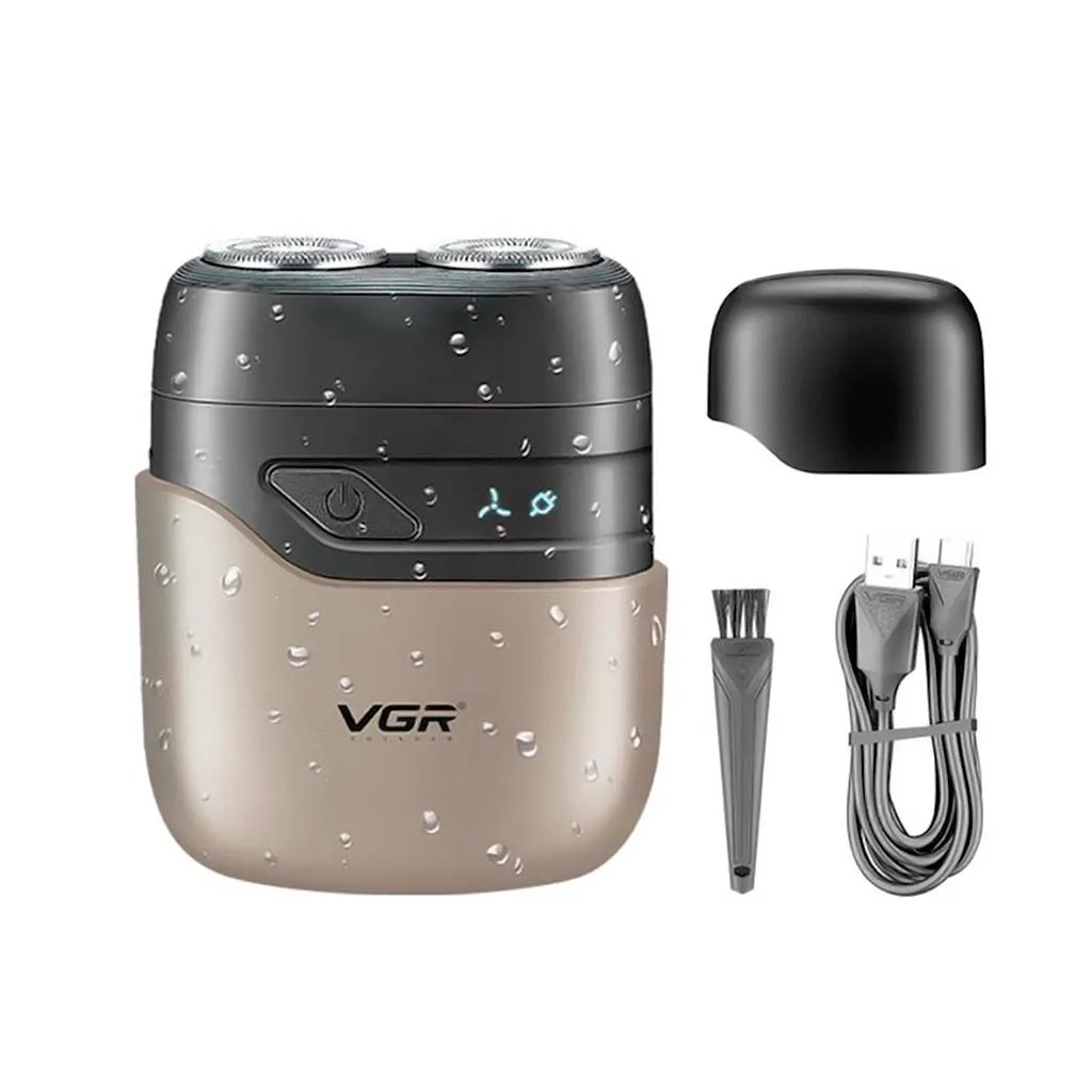 VGR Double Rotary Heads Shaver Επαναφορτιζόμενη Αδιάβροχη Ξυριστική Μηχανήb V -345 Γκρι