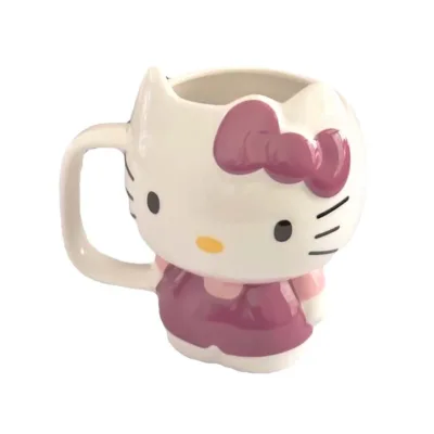 D&H 3D Mug Kitty Πήλινη Τρισδιάστατη Κούπα Φιγούρα 400ml Λευκή Ροζ